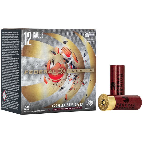 Federal Gold Medal Paper Ammunition: 12 Gauge, 2-3/4", #8, Lead, 1 oz / 28 g, 3-1/2 DE, 1330 fps, Model GMT121 8