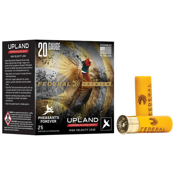 Federal Upland Pheasants Forever High Velocity Ammunition: 20 Gauge, 2-3/4", #4, Copper Plated Lead, 1 oz, 1350 fps, Model PF204 4