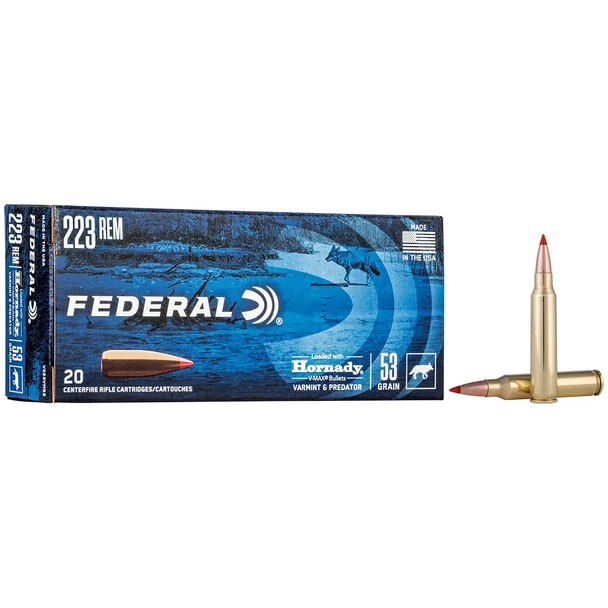 Federal Varmint & Predator Ammunition: 223 Rem, 53 gr, V-MAX, 3400 fps, Model V223VM53