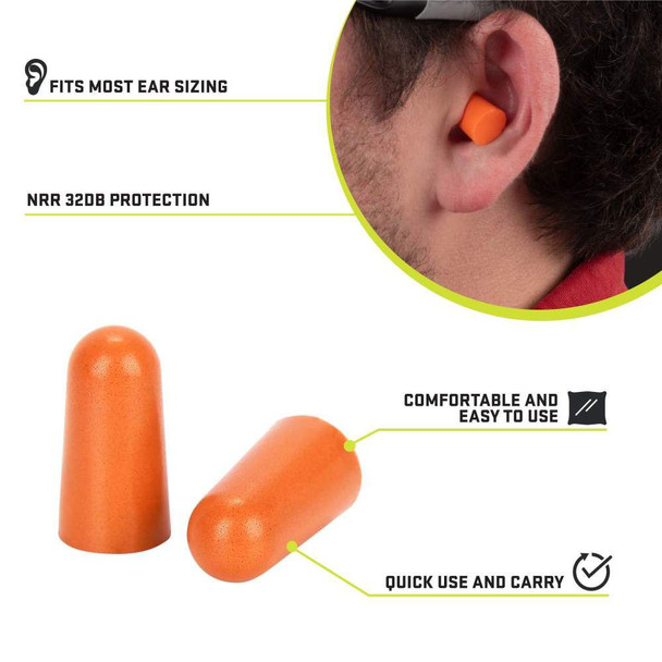 ULTRX Foam Ear Plugs, Orange: 6-Pairs
