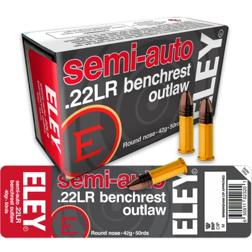 ELEY Semi-Auto Benchrest Outlaw Ammunition: 22 LR, 42 gr, RN, Model 02320