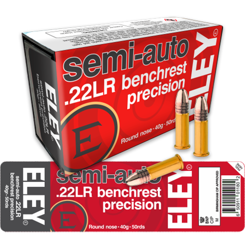 ELEY Semi-Auto Benchrest Precision Ammunition: 22 LR, 40 gr, RN, Model 01180