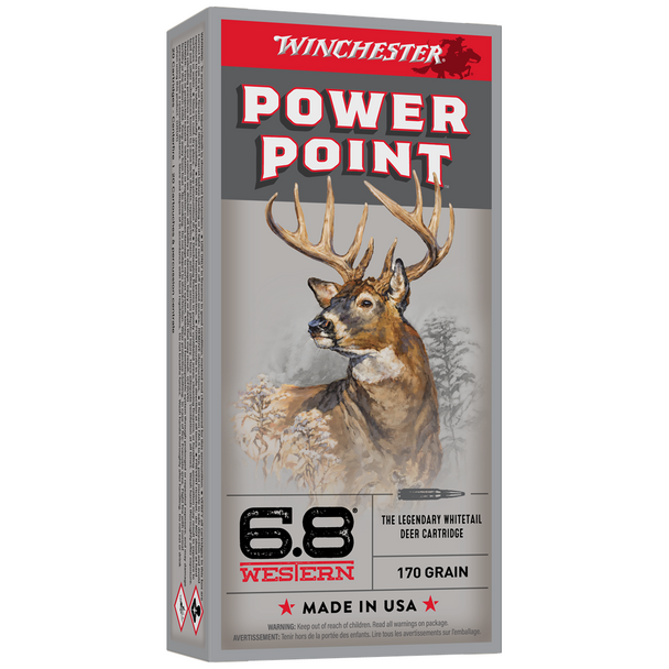 Winchester Power-Point Ammunition: 6.8 Western, 170 gr, Power Point, 2920 fps, Model X68W1
