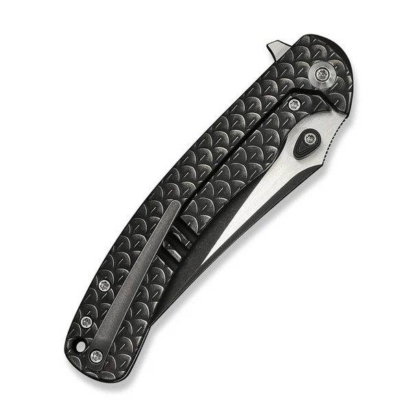 WE Knife Dracarys Flipper & Thumb Stud Knife Black Titanium Handle (3.58" Black Stonewashed Bohler M390 Blade, Satin Flat) Model WE25061B-5
