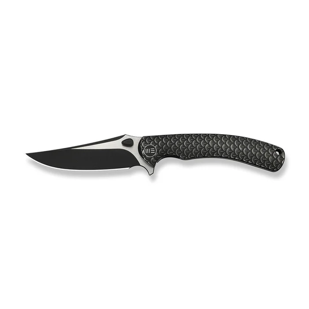 WE Knife Dracarys Flipper & Thumb Stud Knife Black Titanium Handle (3.58" Black Stonewashed Bohler M390 Blade, Satin Flat) Model WE25061B-5
