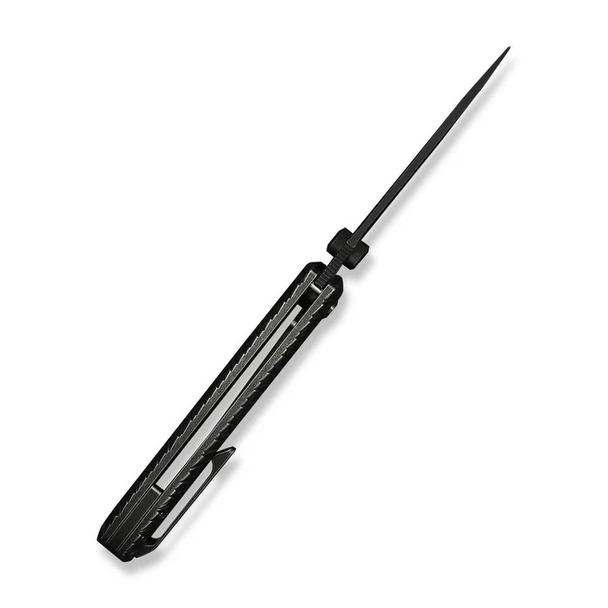 WE Knife Dracarys Flipper & Thumb Stud Knife Black Titanium Handle (3.58" Black Stonewashed Bohler M390 Blade, Satin Flat) Model WE25061B-5