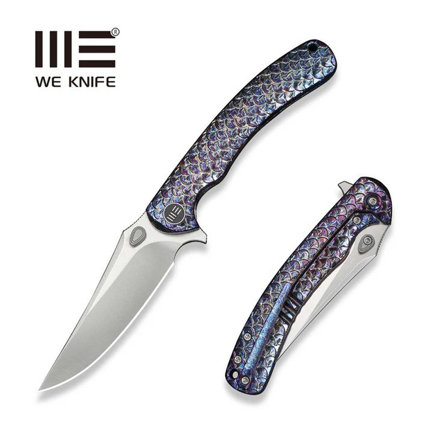WE Knife Dracarys Flipper & Thumb Stud Knife Flamed Titanium Handle (3.58" Satin Finished Bohler M390 Blade) Model WE25061B-3
