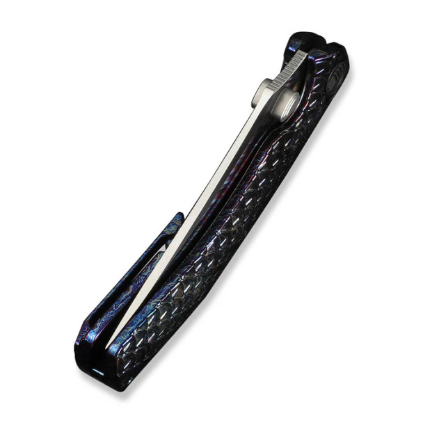 WE Knife Dracarys Flipper & Thumb Stud Knife Flamed Titanium Handle (3.58" Satin Finished Bohler M390 Blade) Model WE25061B-3