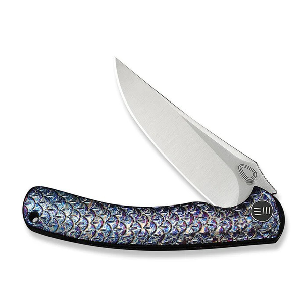 WE Knife Dracarys Flipper & Thumb Stud Knife Flamed Titanium Handle (3.58" Satin Finished Bohler M390 Blade) Model WE25061B-3