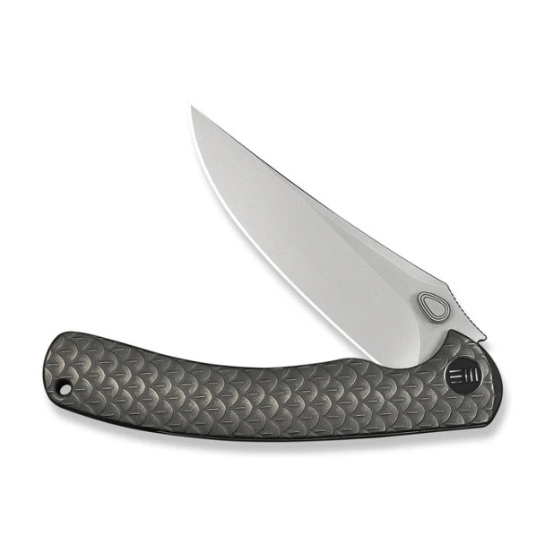 WE Knife Dracarys Flipper & Thumb Stud Knife Gray Titanium Handle (3.58" Stonewashed Bohler M390 Blade) Model WE25061B-1