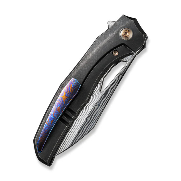 WE Knife Ignio Mystery Box Black Titanium Handle (3.3" Hakkapella Damasteel Blade) Model WE22042B-DS1 MB