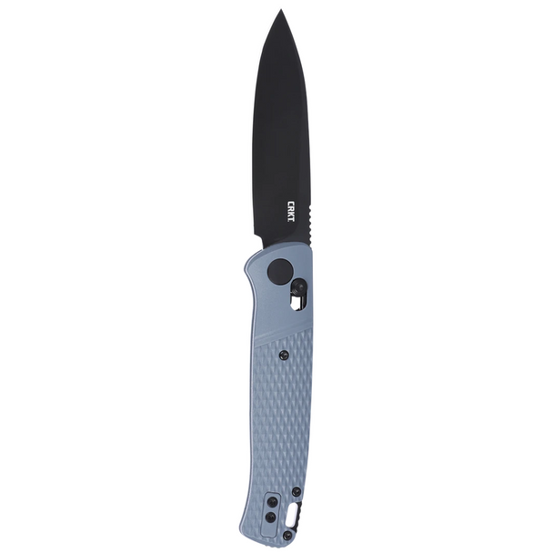 CRKT Counterpart Crossbar Lock Knife: Drop Point, Plain Edge, Black Oxide Blade, Grey GRN, Model K430GKP