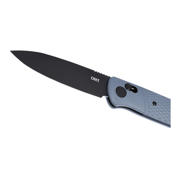 CRKT Counterpart Crossbar Lock Knife: Drop Point, Plain Edge, Black Oxide Blade, Grey GRN, Model K430GKP