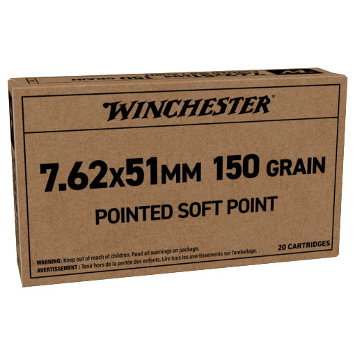 Winchester Ammunition: 7.62x51mm, 150 gr, Pointed Soft Point, 2775 fps, Model SG76251P