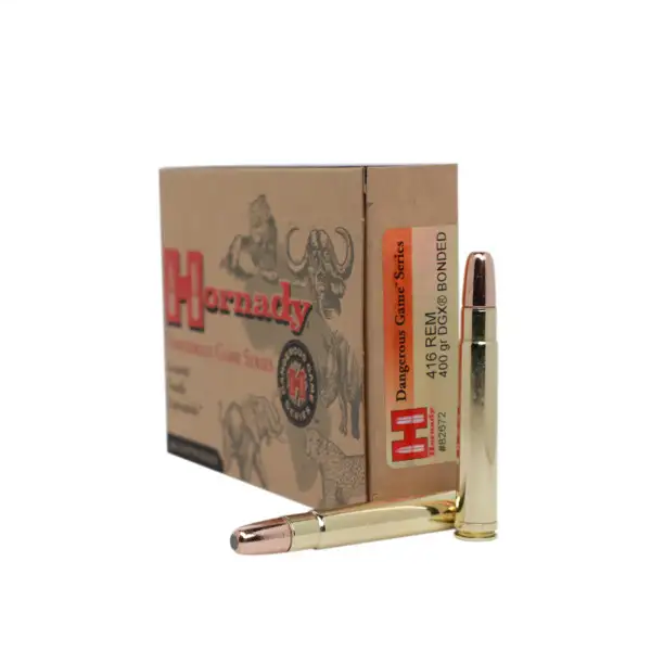Hornady Dangerous Game Ammunition: 416 Rem Mag, 400 gr, DGX Bonded, 2400 fps, Model 82672