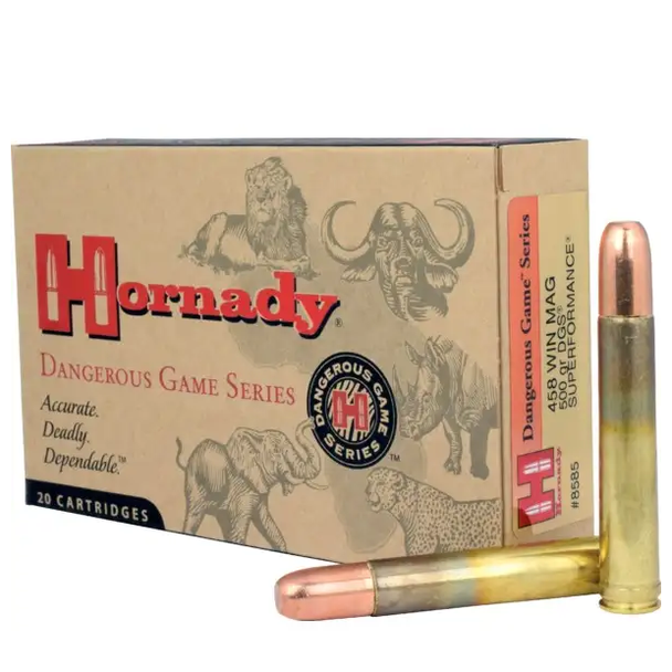 Hornady Dangerous Game Ammunition: 458 Win Mag, 500 Grain, DGS, 2140 fps