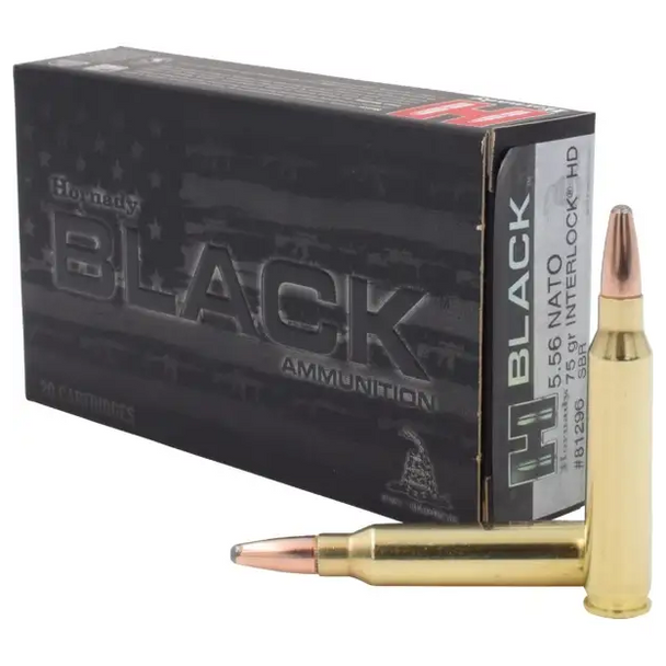 Hornady BLACK Ammunition: 5.56 NATO, 75 gr, InterLock HD SBR, 2310 fps, Model 81296