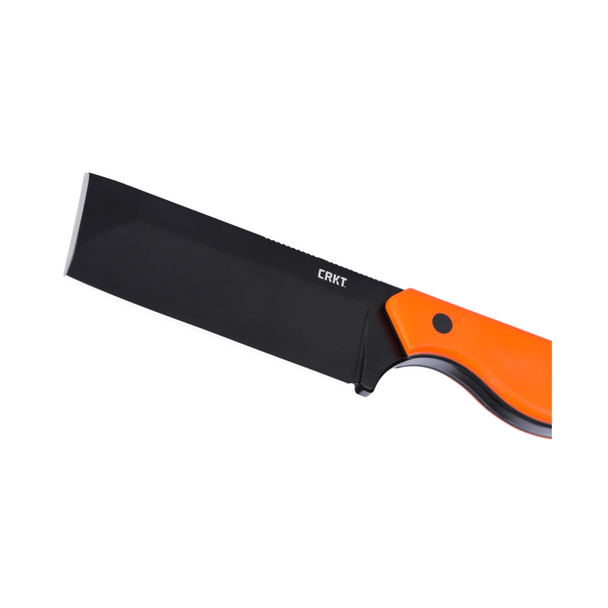 CRKT Razel Fixed Knife: Cleaver, Plain Edge, Black Oxide Blade, Orange G10, w/ Sheath, Model 4037ER