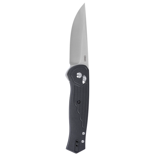 CRKT Sero Crossbar Lock Knife: Drop Point, Plain Edge, Satin Blade, Black GRN Handle, Model 7170