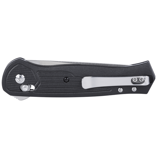 CRKT Sero Crossbar Lock Knife: Drop Point, Plain Edge, Satin Blade, Black GRN Handle, Model 7170