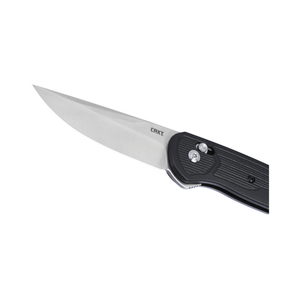 CRKT Sero Crossbar Lock Knife: Drop Point, Plain Edge, Satin Blade, Black GRN Handle, Model 7170