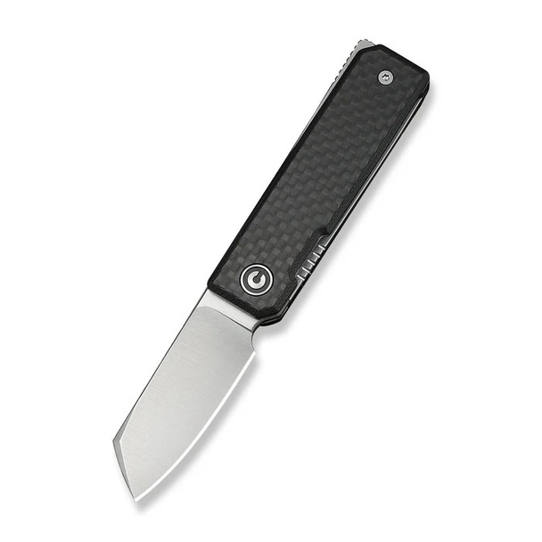 CIVIVI Kukei Front Flipper Knife Twill Carbon Fiber Overlay On Black G10 Handle, Model C25036-4
