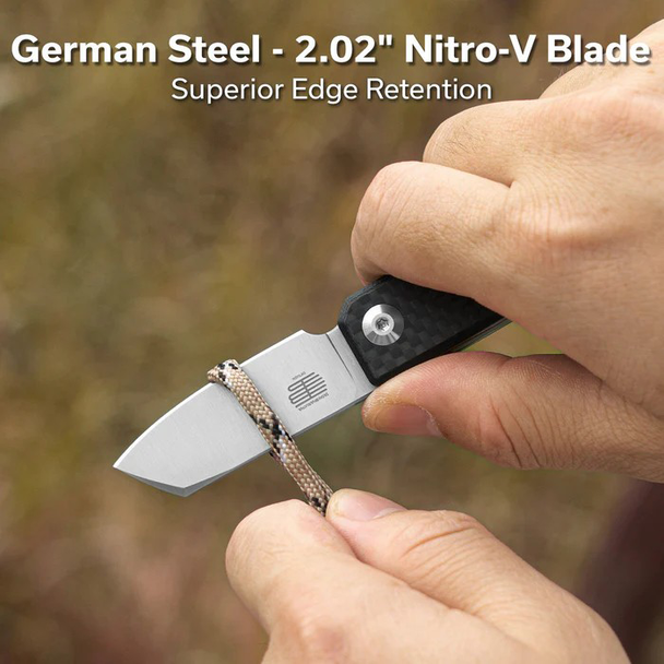 CIVIVI Kukei Front Flipper Knife Twill Carbon Fiber Overlay On Black G10 Handle, Model C25036-4