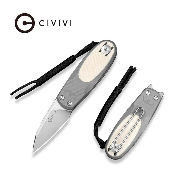 CIVIVI Purr Flipper & Slip Joint Knife Gray & Ivory G10 Handle, Model C25054-1