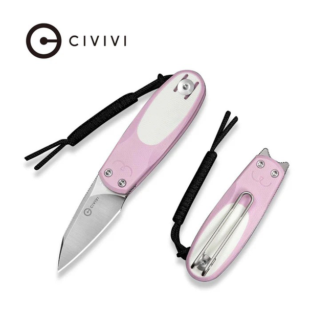 CIVIVI Purr Flipper & Slip Joint Knife Powder Pink & White G10 Handle, Model C25054-4