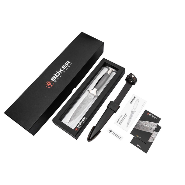 Boker MG-42 Damast Dagger: 5.31", 40 Layer Damascus Blade, Black Hornbeam Handle, Model 121506DAM