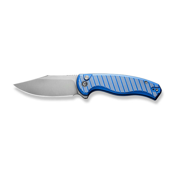 CIVIVI Stormhowl Flipper & Button Lock Knife: Milled Bright Blue Aluminum Handle / 3.3" Satin Finished Nitro-V Blade | C23040B-2