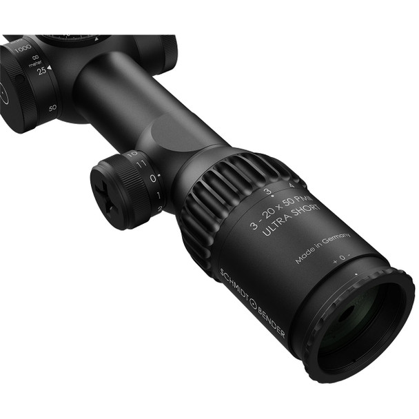 Schmidt & Bender PM II Ultra Short LP 3-20x50 FFP Riflescope: 34mm Tube, TR²ID Reticle,   DT35 MTC LT / ST ZC CT (0.1 mrad) / CW Turret | 667-911-432-F2-E9