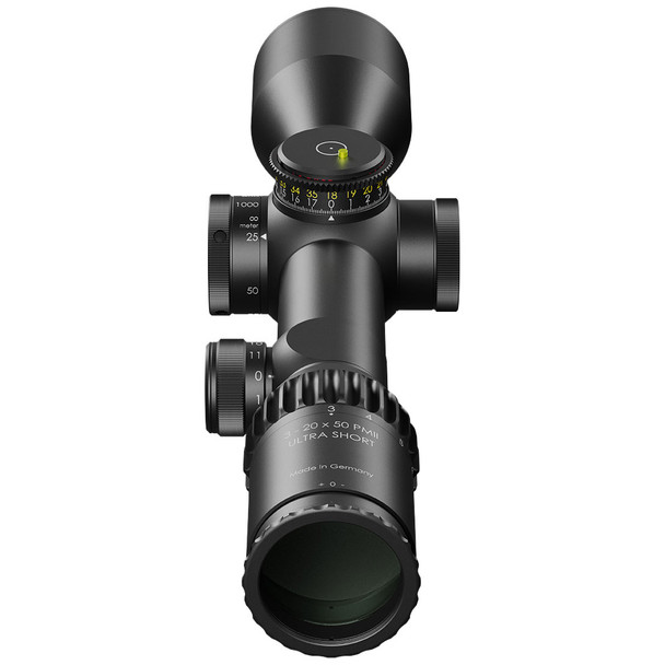 Schmidt & Bender PM II Ultra Short LP 3-20x50 FFP Riflescope: 34mm Tube, TR²ID Reticle,   DT35 MTC LT / ST ZC CT (0.1 mrad) / CW Turret | 667-911-432-F2-E9
