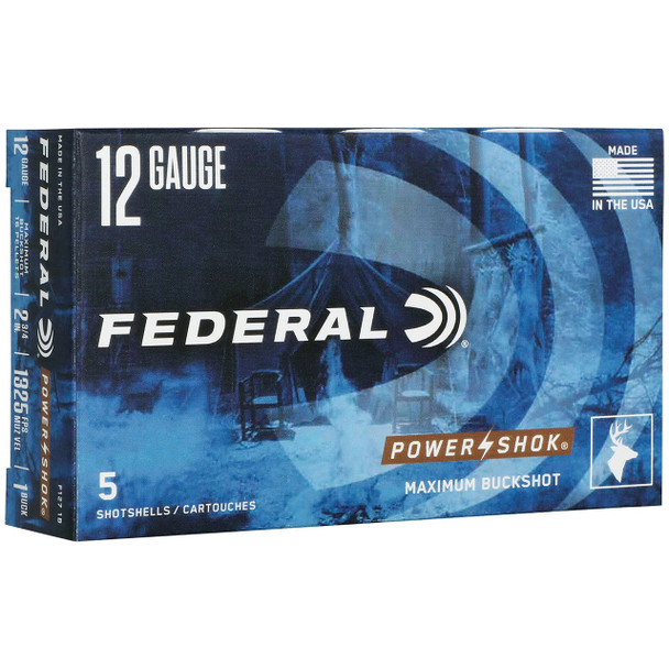 Federal Power-Shok Buckshot, 12 Gauge, 2-3/4", 1 Buck, 1325 fps | F127 1B