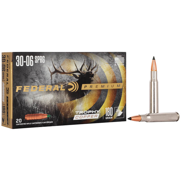 Federal Trophy Copper Ammunition: 30-06 Springfield, 180 Grain, Trophy Copper, 2700 fps | P3006TC1