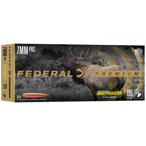 Federal Berger Elite Hunter Ammunition: 7mm PRC, 195 Grain, Berger, 2760 fps, Qty: 20 | P7PRCEH1