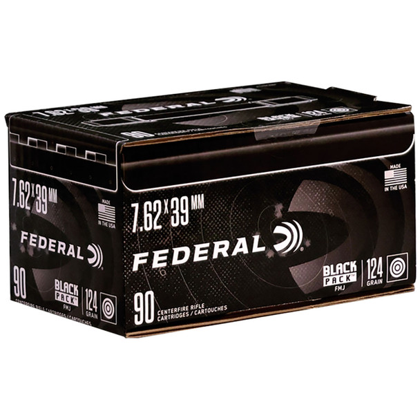 Federal Black Pack Rifle Bulk Ammunition: 7.62x39mm, 124 Grain, Full Metal Jacket, Qty: 360 | FC76239BF