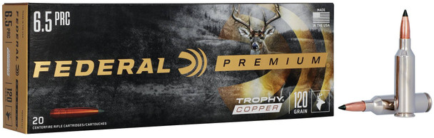 Federal Trophy Copper Bulk Ammunition: 6.5 PRC, 120 Grain, Trophy Copper, 3050 fps, Qty: 200