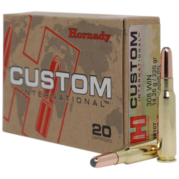 Hornady Custom International Bulk Ammunition: 308 Win, 220 Grain, InterLock RN, 704 m/s
