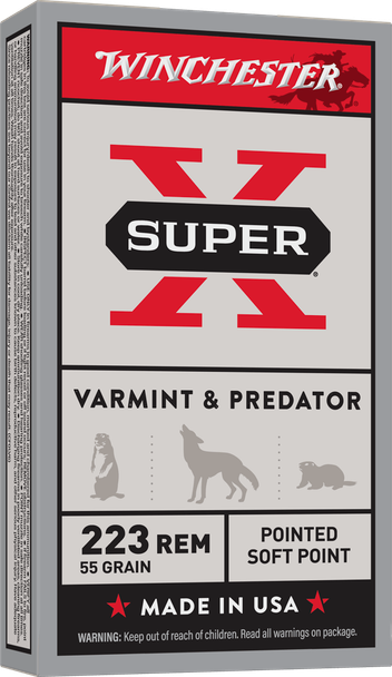 Winchester Super-X Bulk Ammunition: 223 Remington, 55 Grain, Pointed Soft Point, 3240 fps