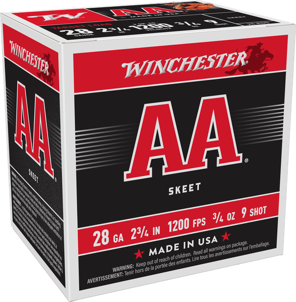 Winchester AA Bulk Ammunition: 28 Gauge, 2.75", 9 Shot, 3/4 Ounce, 1200 fps