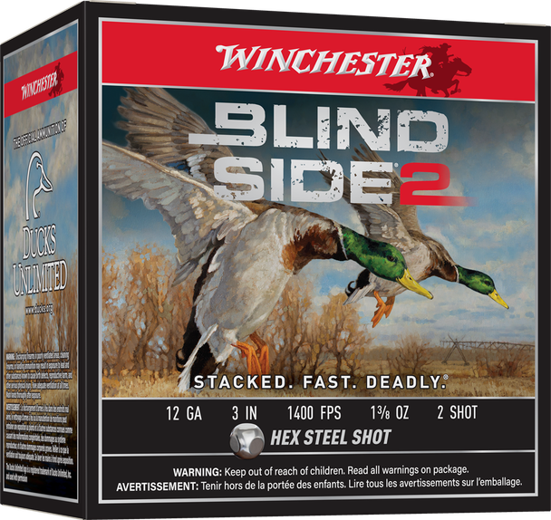 Winchester Blind Side 2 Bulk Ammunition: 12 Gauge, 3", 2 Shot, 1 3/8 Ounce, 1400 fps