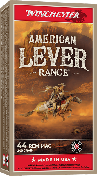 Winchester American Lever Range Bulk Ammunition: 44 Remington Magnum, 240 Grain, Jacketed Soft Point, 1750 fps