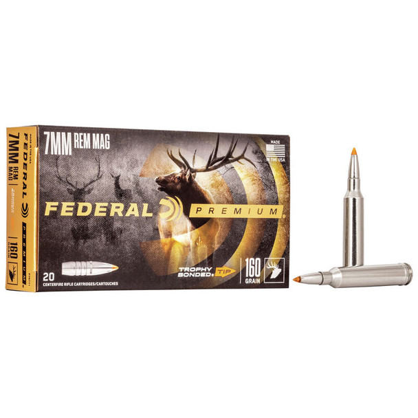Federal Trophy Bonded Tip Ammunition: 7mm Rem Mag, 160 gr, TBT, 2900 fps, Model P7RTT1