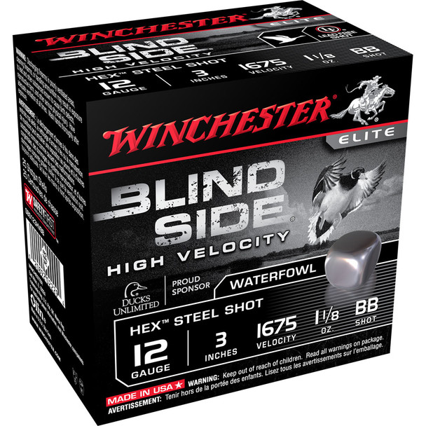 Winchester Blind Side Ammunition: 12 Gauge, 3", BB, Steel, 1-1/8 oz, Model SBS123HVBB