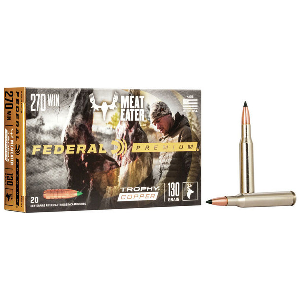 Federal Trophy Copper Ammunition: 270 Win, 130 gr, TC, 3060 fps, Model P270TC1