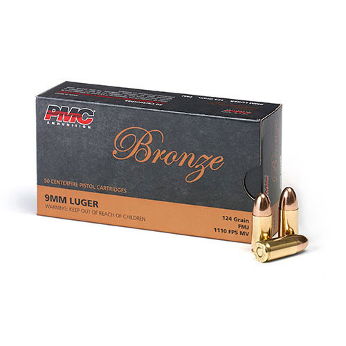 PMC Bronze Ammunition: 9mm Luger, 124 gr, FMJ, 1110 fps, Model 9G