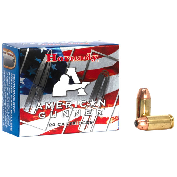 Hornady American Gunner Ammunition: 40 S&W, 180 gr, XTP, 950 fps, Model 91364