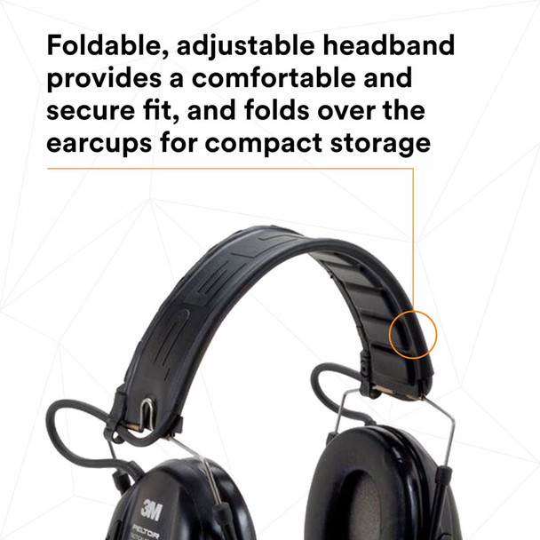 3M PELTOR Tactical Sport Electronic Headset, Foldable Headband, Black | MT16H210F-479-SV