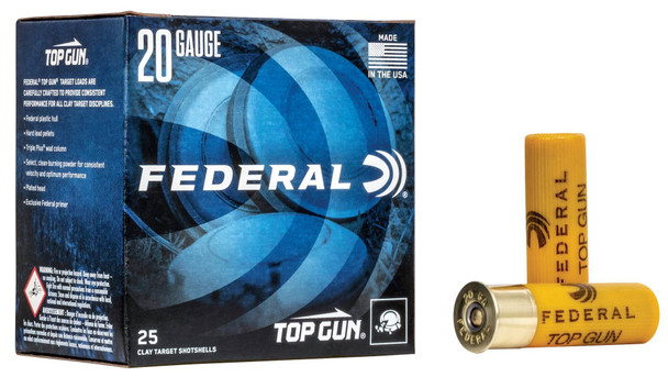 Federal Top Gun Ammunition: 20 Gauge, 7.5 Shot, 2-3/4 in, 7/8 oz, 1210 fps, Qty: 25
